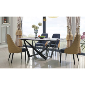 Adelaide Marble Dining Table with Black Metal Frame