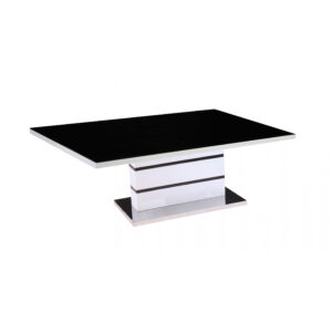Aldridge High Gloss Coffee Table White with Black Glass Top