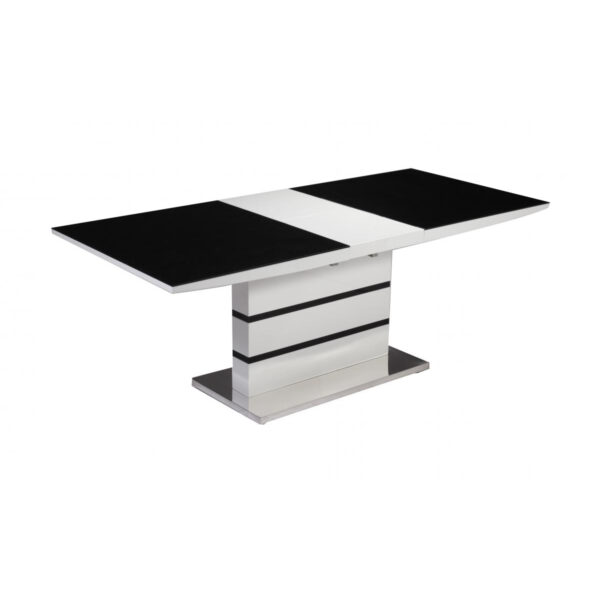 Aldridge High Gloss Dining Table White with Black Glass Top