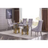 Algarve Marble Dining Table with Stainless Steel Base Silver & Gold