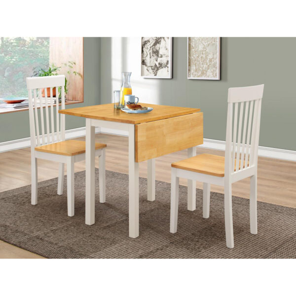 Atlas (Amber) White Dropleaf Dining Set with 2 Chairs