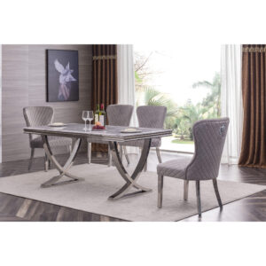 Antiga Marble Dining Table with Stainless Steel Base