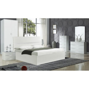 Arden/Widney White High Gloss Wardrobe with 2 Drawers