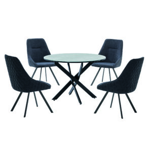 Ascot Linen Dining Chair Grey & Black