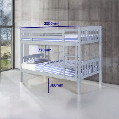 Ashbrook Solid Wood Bunk Bed Grey - Image 2
