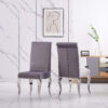 Atlanta Velvet Fabric Dining Chair Grey & Silver (2s)