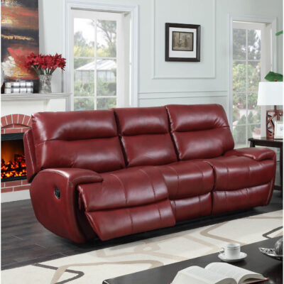 Bailey Recliner LeatherGel & PU 3 Seater Red