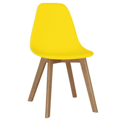 Belgium Plastic (PP) Chairs with Solid Beech Legs Yellow