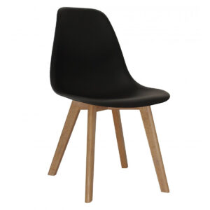 Belgium Plastic (PP) Chairs with Solid Beech Legs Black