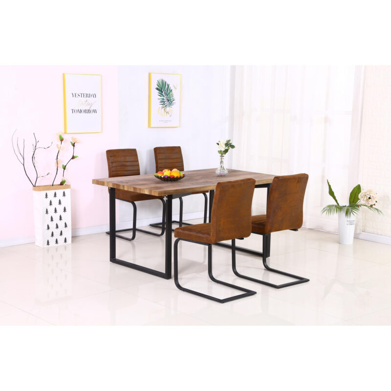 Boston Dining Table Natural & Black Heartlands Furniture Wholesale Ltd
