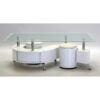 Boule White High Gloss Coffee Table with White Border Glass
