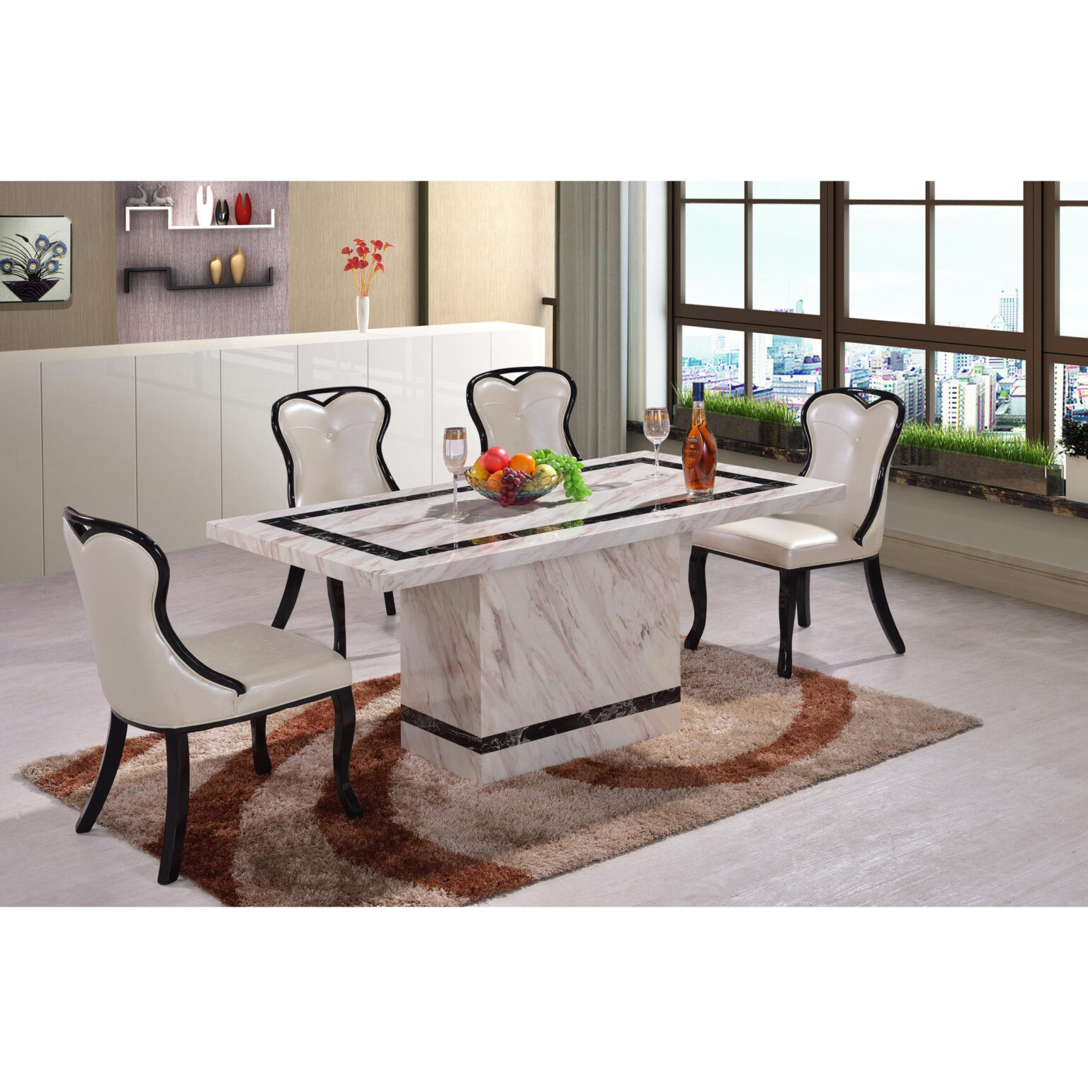 Calgary Marble Dining Table with Marble Base Heartlands Furniture