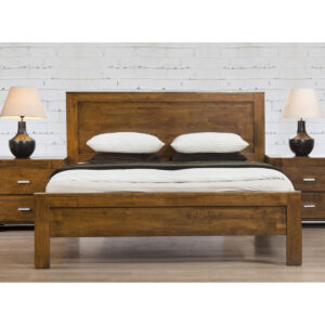 California King Size Bed Solid Rubberwood Rustic Oak