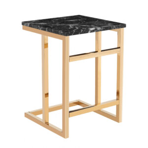 Camelot Marble Effect Lamp Table with Golden Chrome Base