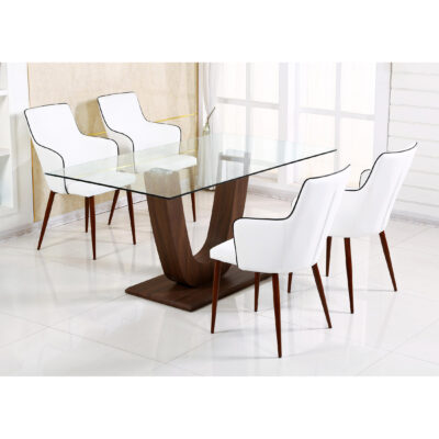 Capri Dining Table Clear Glass Walnut - Image 2