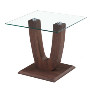 Capri Lamp Table Clear Glass Walnut