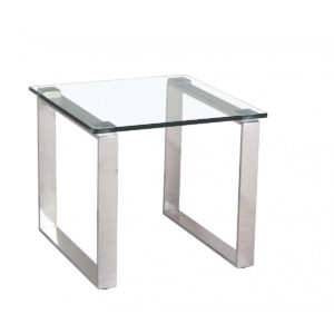Carter Glass Lamp Table with Stainless Steel Legs