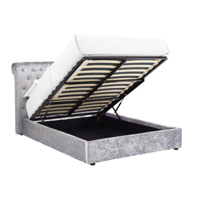 Casablanca Storage Crushed Velvet King Size Bed Grey - Image 12