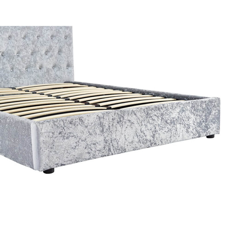 Casablanca Storage Crushed Velvet King Size Bed Grey Heartlands