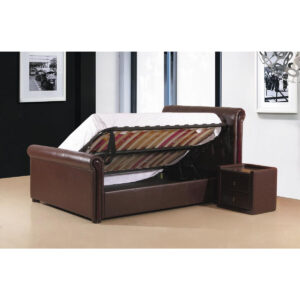 Caxton Storage PU King Size Bed Brown