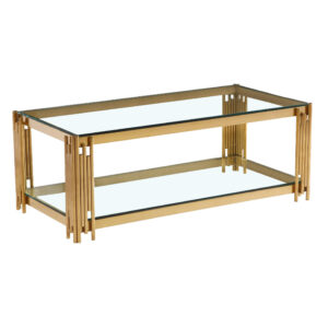Cleveland Clear Glass Coffee Table Gold