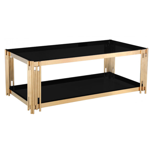 Cleveland Black Glass Coffee Table Gold