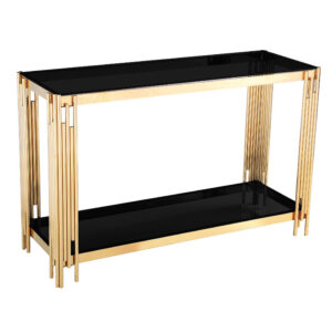 Cleveland Black Glass Console Table Gold