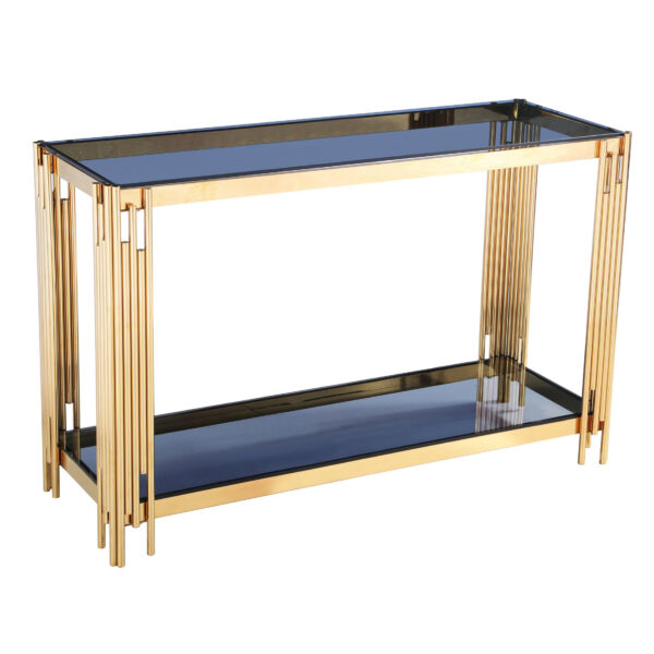 Cleveland Grey Glass Console Table Gold