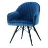 Corfu Velvet Dining Chair Blue with Black Legs