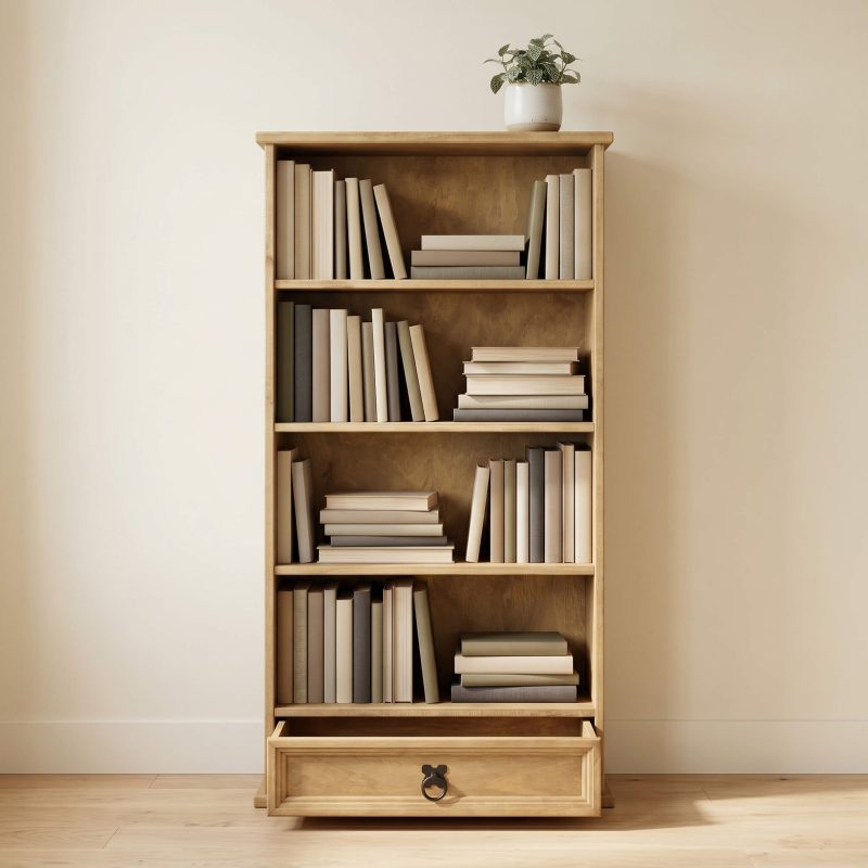Corona Bookcase Compact with 4 Shelves and 1 Drawer