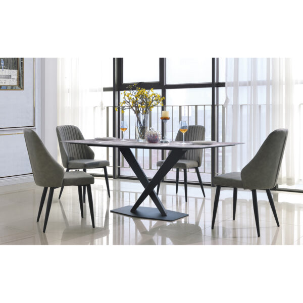 Crete Marble Dining Table with Black Metal Frame