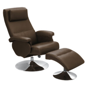 Denton Recliner with Footstool PU & PVC Brown