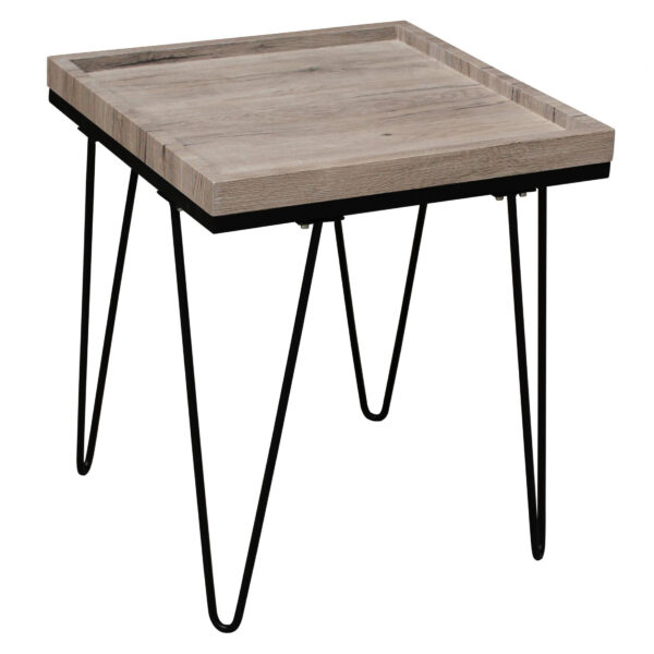 Deco Lamp Table Natural with Black Metal Legs