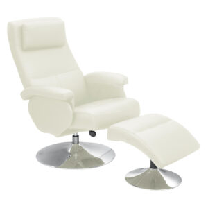 Denton Recliner with Footstool PU & PVC Cream