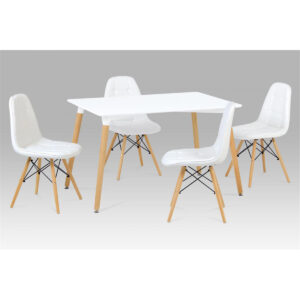 Emery Dining Table White Matt Gloss with Beech Legs