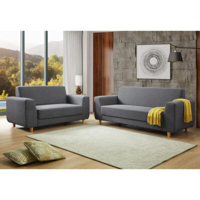 Fida Fabric 3 Seater Sofa Dark Grey - Image 2
