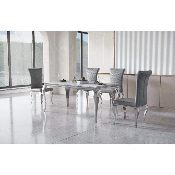 Grande Marble Dining Table with Stainless Steel Base