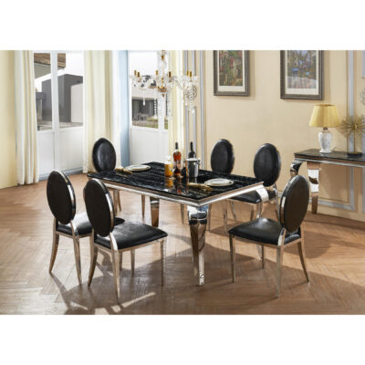 Arriana Dining Chair Stainless Steel & PU Black - Image 2