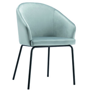 Hamburg Velvet Dining Chair Grey with Black Legs