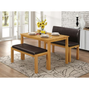 Hamra Dining Set with 2 Benches Natural Oak