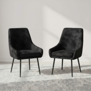Handan Velvet Dining Chair Black & Black legs