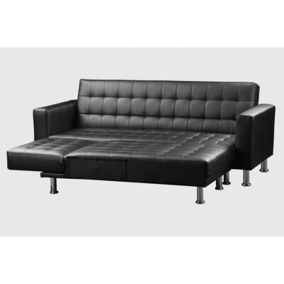 Hawthorn Corner Multi Functional Sofa Bed PU & PVC Black - Image 3