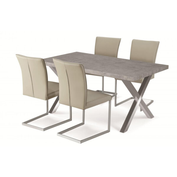 Helix Dining Table Stone & Brushed Stainless Steel