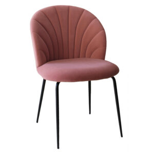 Highford Velvet Dining Chair Pink with Black Metal Legs