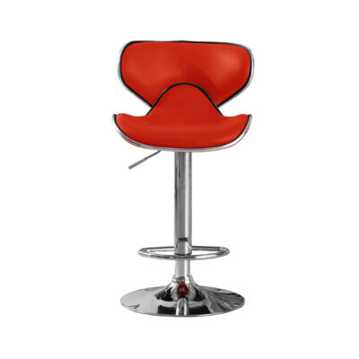 Hillside Bar Stool PU Chrome & Red (2s)