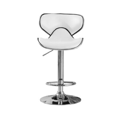 Hillside Bar Stool PU Chrome & White (2s)