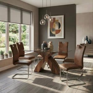 Vienna PU Chairs Brown & Chrome
