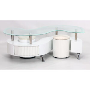 Krista White High Gloss Coffee Table with White Border