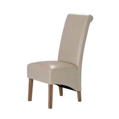 Kelsey Bonded Leather Chair Solid Oak Leg Cream (2s)