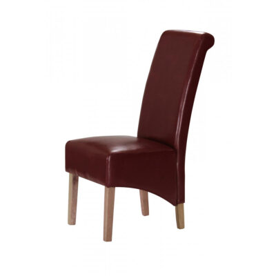 Kelsey Bonded Leather Chair Solid Oak Leg Red (2's)